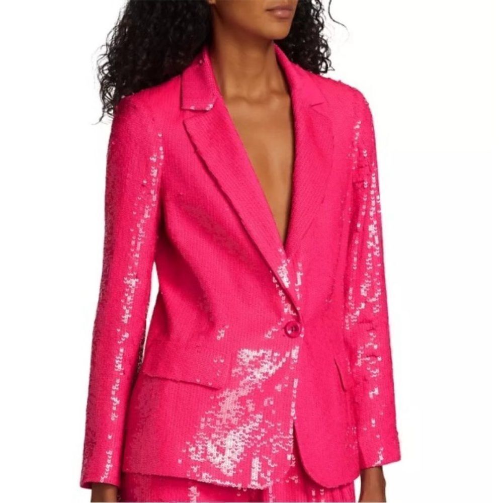 Alice + Olivia 'Macey' Sequined Blazer Jacket, Wild Pink